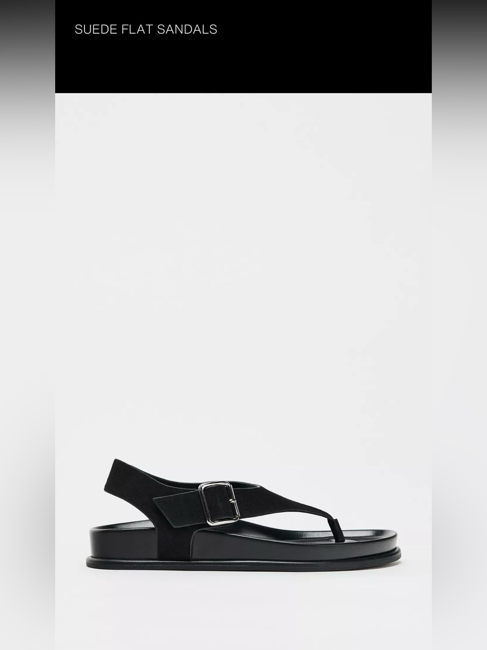 Suede Flat Slingback Sandals - Black